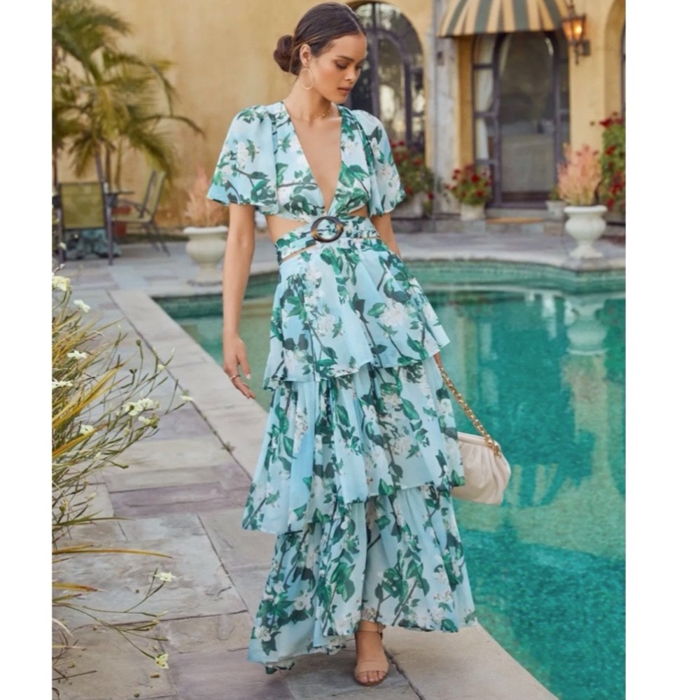 Maui Sunsets Ruffle Tiered Maxi Dress Vici Dolls